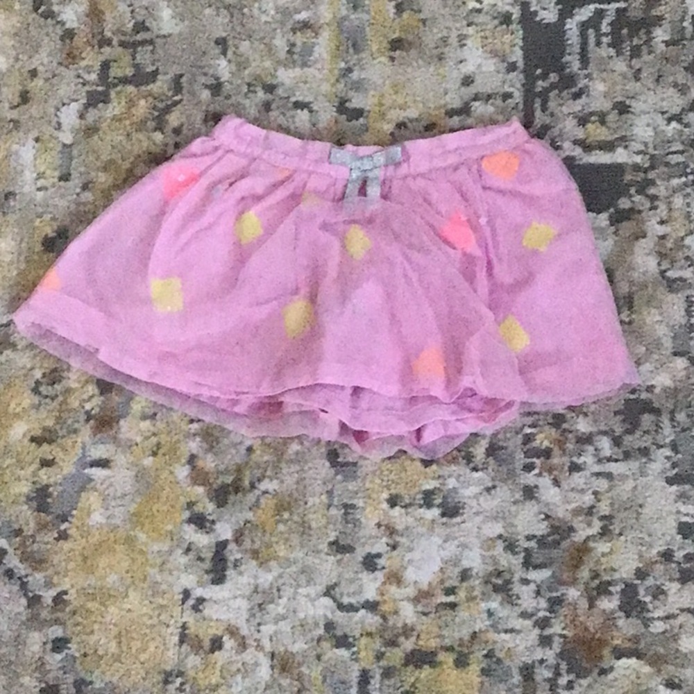 Pink Tulle Skirt with Colorful Accents
